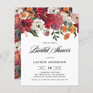 Botanical Amaryllis Bridal Shower Invitation