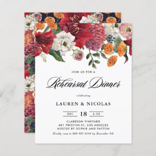 Botanical Amaryllis Rehearsal Dinner Invitation