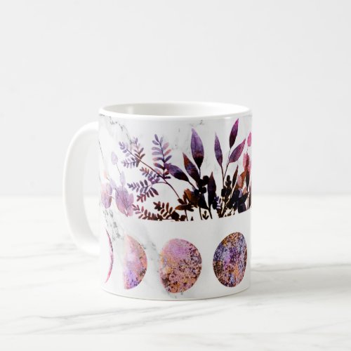 Botanical Amethyst Opal Moon Phases Coffee Mug