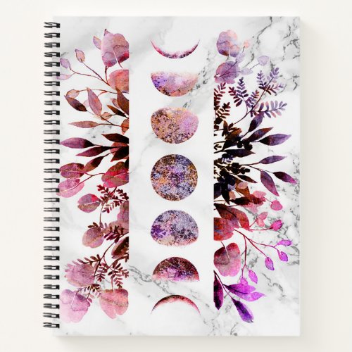 Botanical Amethyst Opal Moon Phases Notebook