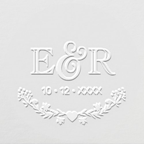 Botanical Ampersand Couple 2 Initial Monogm Date C Embosser