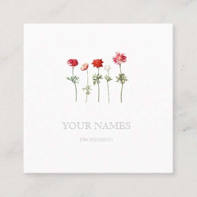 BOTANICAL "ANEMONES" FLORAL  BUSINESS CARD (Front)