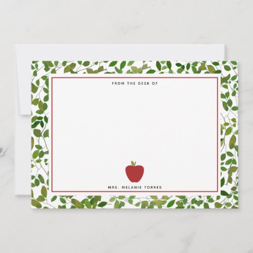 Botanical Apple Teacher Note Card