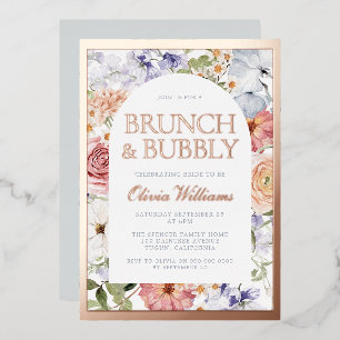Botanical Arch Brunch & Bubbly Bridal Shower Foil Invitation