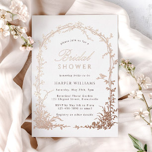 Botanical Arch Garden Bridal Shower Rose Gold Foil Invitation