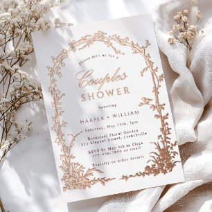 Botanical Arch Garden Couples Shower Rose Gold Foil Invitation