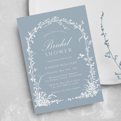 Botanical Arch Garden Dusty Blue Bridal Shower