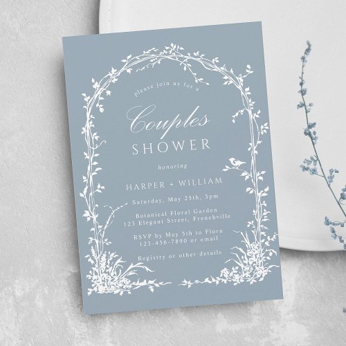 Botanical Arch Garden Dusty Blue Couples Shower