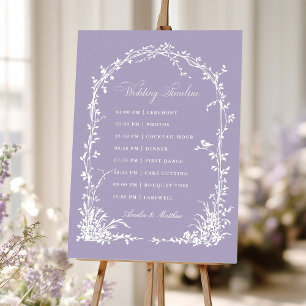 Botanical Arch Garden Lavender Wedding Timeline Foam Board