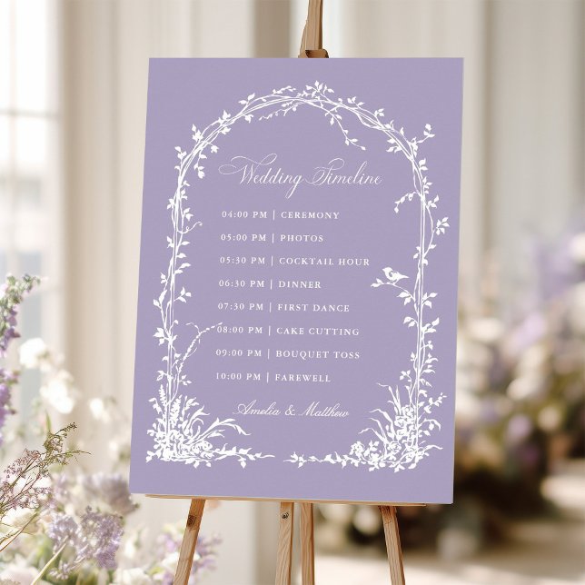Botanical Arch Garden Lavender Wedding Timeline Foam Board (Creator Uploaded)