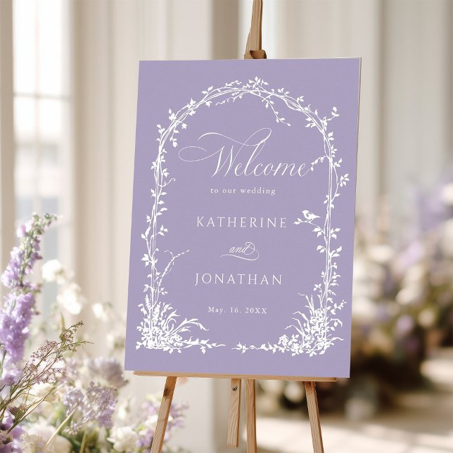 Botanical Arch Garden Lavender Wedding Welcome Foam Board (Creator Uploaded)