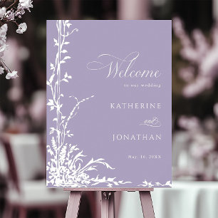 Botanical Arch Garden Lavender Wedding Welcome Foam Board
