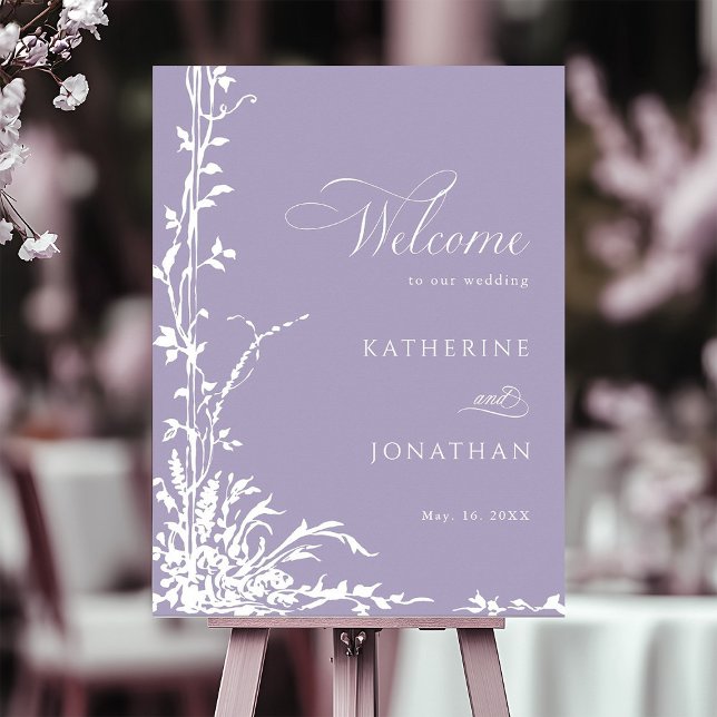 Botanical Arch Garden Lavender Wedding Welcome Foam Board (Creator Uploaded)
