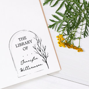 Botanical Arch Hand-drawn Custom Name Library Book Self-inking Stamp
