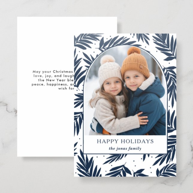Botanical Arch Photo Christmas Holidays Letterpress Photo Cards (Front/Back)
