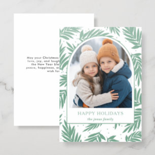Botanical Arch Photo Christmas Holidays Letterpress Photo Cards