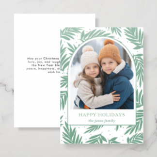 Botanical Arch Photo Christmas Holidays Letterpress Photo Cards