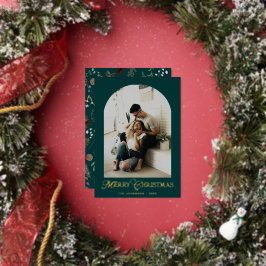 Botanical Arch Photo Merry Christmas Holiday Card
