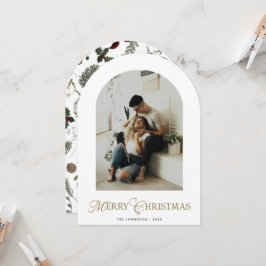 Botanical Arch Photo Merry Christmas Holiday Card