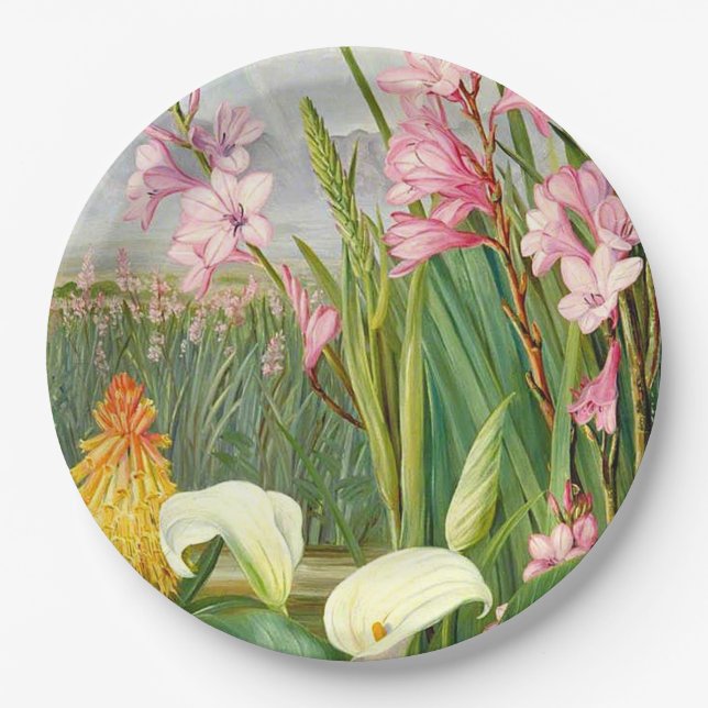 Botanical art: Beauties of the Swamp  Paper Plates (Front)
