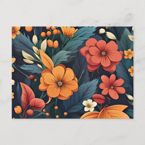 Botanical art beautiful floral pattern postcard