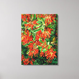 Botanical art: Burning Bush and Emu Wren of Chile Canvas Print