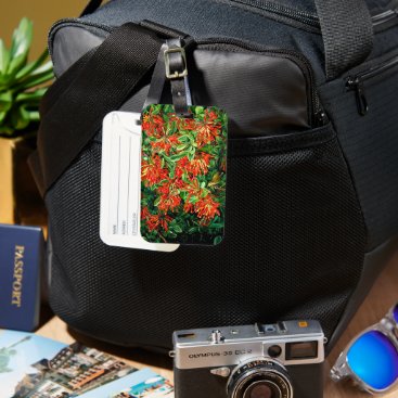 Botanical art: Burning Bush and Emu Wren of Chile Luggage Tag Botanical art: Burning Bush and Emu Wren of Chile Luggage Tag