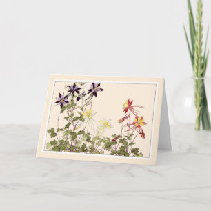 Botanical Art Card-Graceful Columbine Letterpress Thank You Card