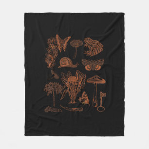 Botanical Art, Frog Fungi Goblincore Aesthetic Cot Fleece Blanket