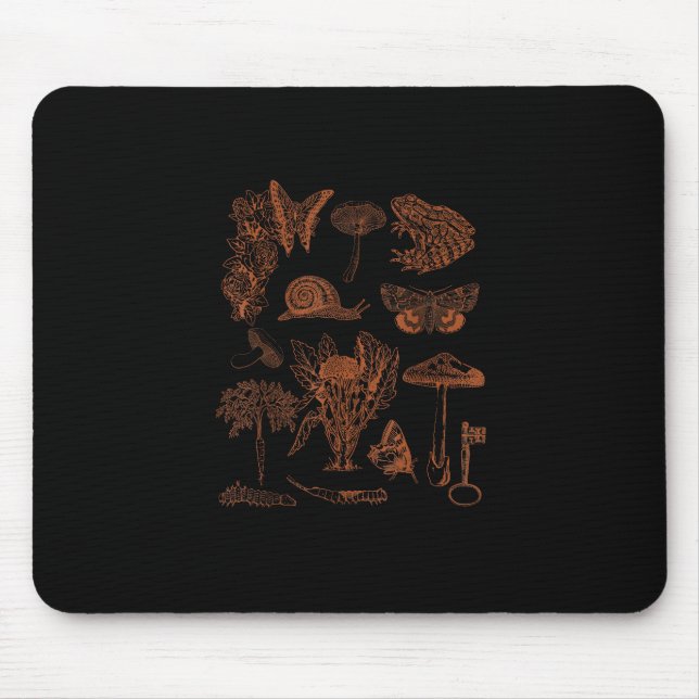 Botanical Art, Frog Fungi Goblincore Aesthetic Cot Mouse Pad (Front)