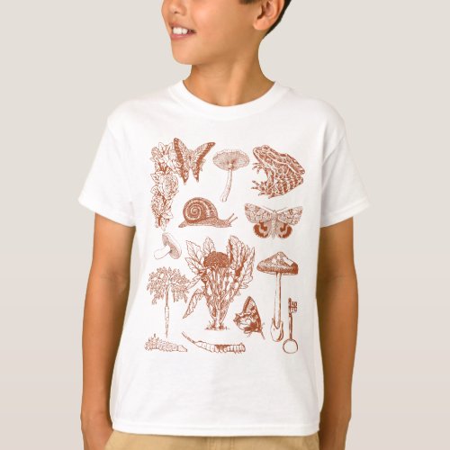 Botanical Art Frog Fungi Goblincore Aesthetic Cot T_Shirt