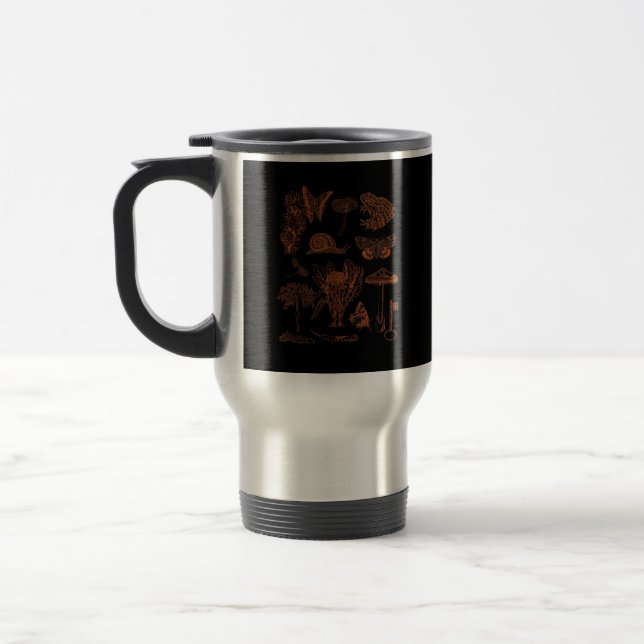 Botanical Art, Frog Fungi Goblincore Aesthetic Cot Travel Mug (Left)