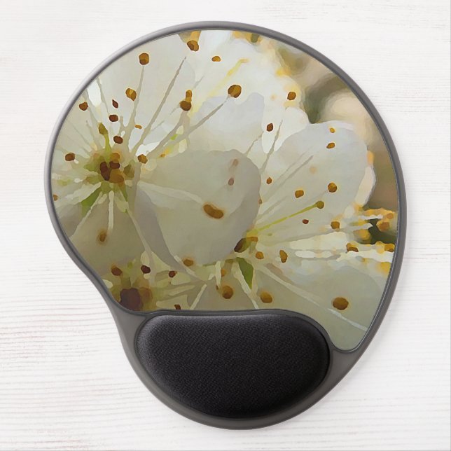Botanical Art Impressionist Wild Plum Blossoms  Gel Mouse Pad (Front)