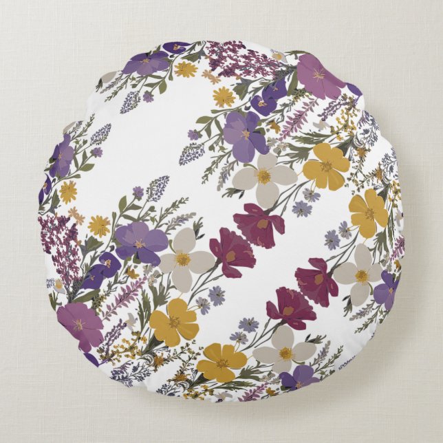 Botanical Art Round Pillow (Front)