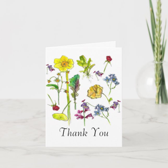 Botanical Art Vegetable Flowers Thank You Card (Front)