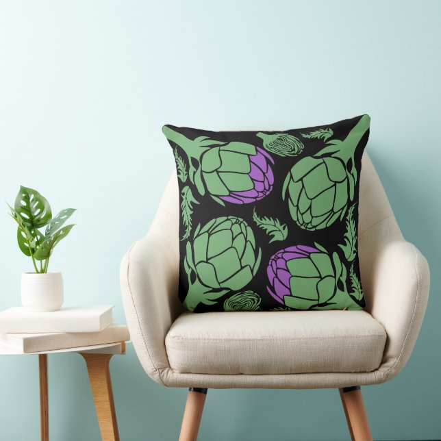 Botanical Artichoke Art Home Decor Throw Pillow (Chair)