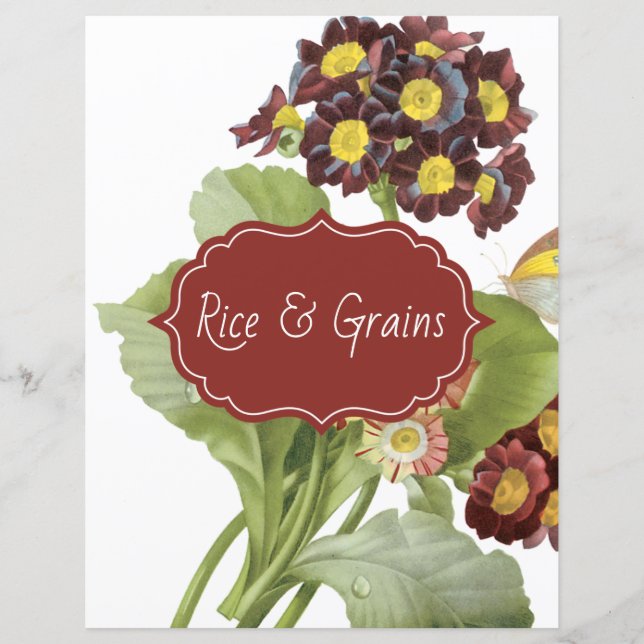 Botanical Auricula Recipe Divider (Front)