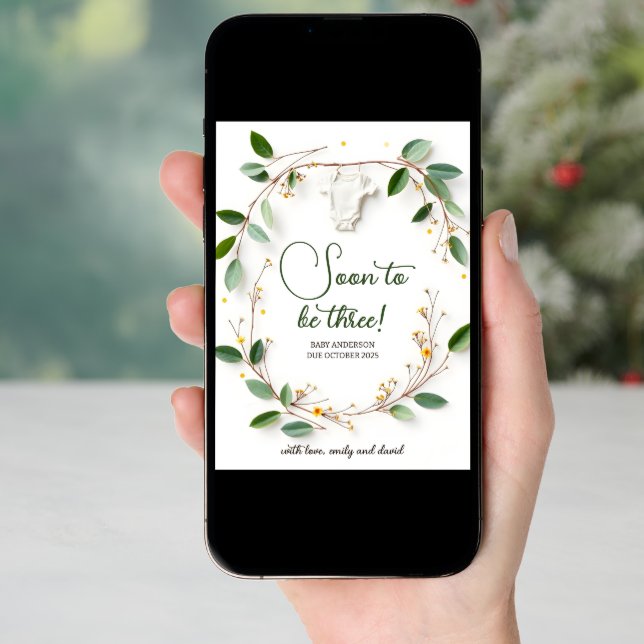 Botanical Baby Reveal Pregnancy Announcement Card (Front Digital)