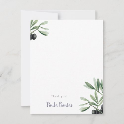 Botanical Baby Shower Greenery Olive Branch Simple Thank You Card