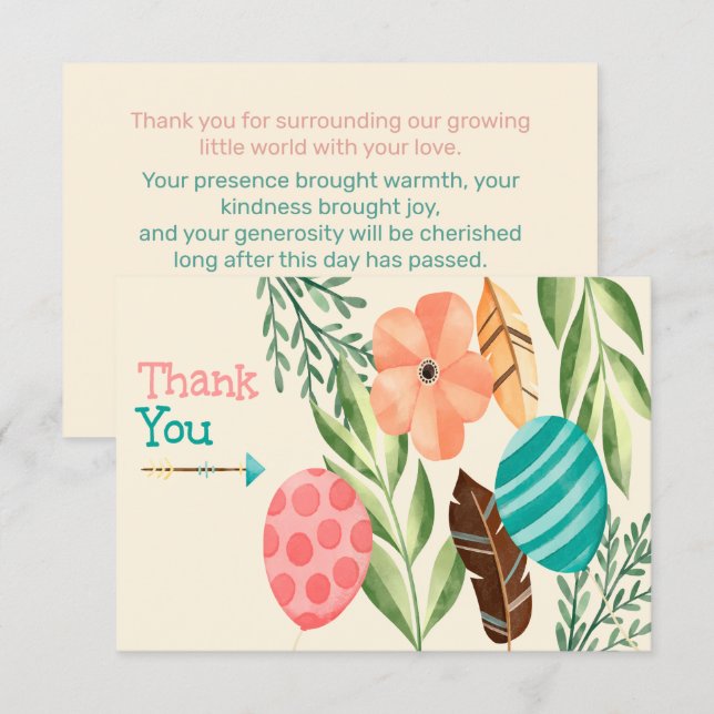 Botanical Baby Shower Thank You Card (Front/Back)