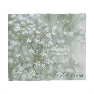 Botanical Baby's Breath Flower Photo And Your Name Fleece Blanket
