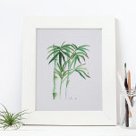 Botanical Bamboo Greenery Watercolor  Poster<br><div class="desc">This botanical art is perfect for bedrooms, bathrooms, wellness spa and living areas in your tropical beach home. This print features my original hand painted watercolor bamboo in shades of green and turquoise with the smallest touch of red. It matches my tropical decor collection. To see more visit www.zazzle.com/dotellabelle Makes...</div>