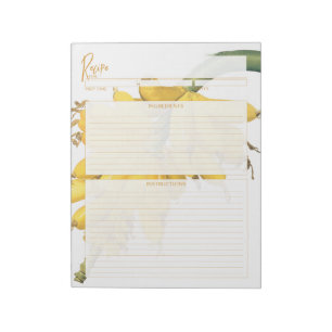 Botanical Banana Recipe Page Notepad