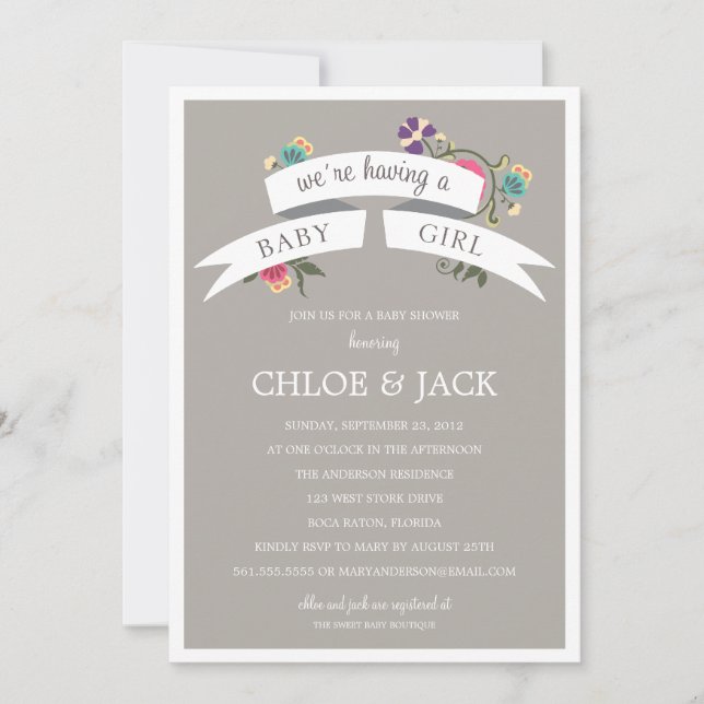 BOTANICAL BANNER | BABY SHOWER INVITATION (Front)