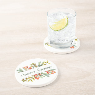 Botanical banner custom holiday coaster