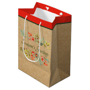 Botanical banner custom holiday  medium gift bag