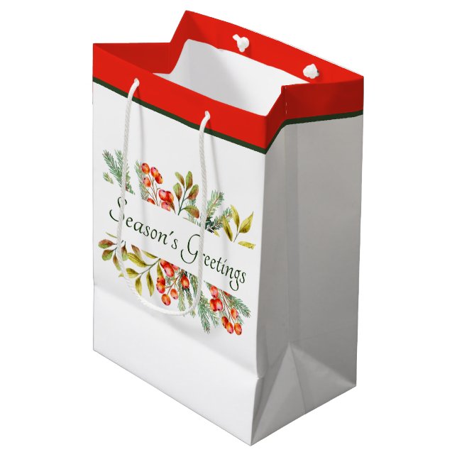 Botanical banner custom holiday  medium gift bag (Front Angled)
