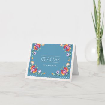 Botanical Banner Gracias Note Card - Cerulean by AmberBarkley at Zazzle