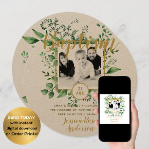 Botanical Baptism PHOTO Invtiations Boy or Girl Invitation