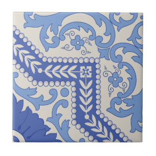 Botanical Beaded Frame Ceramic Tile